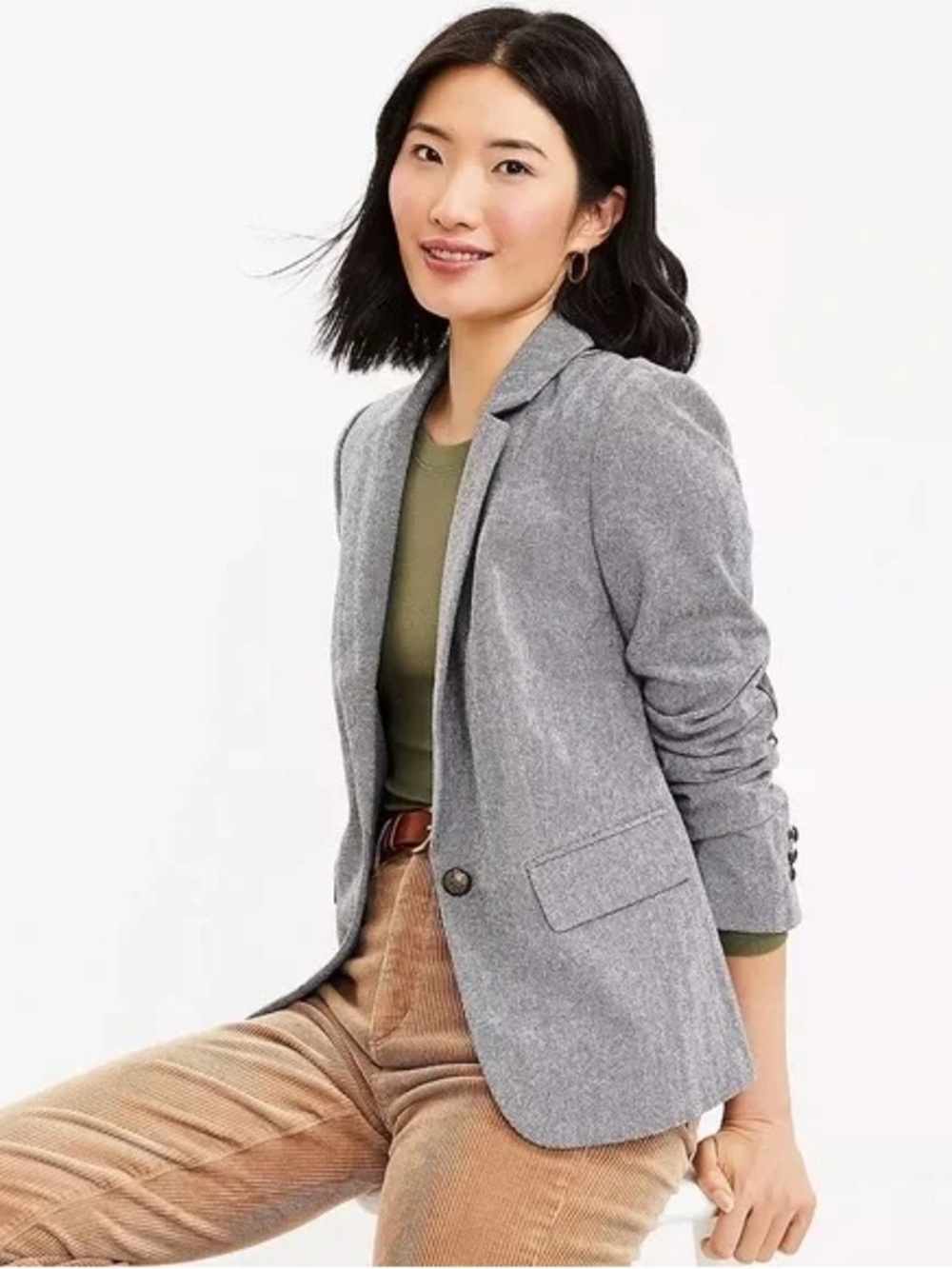 The LOFT Women's Grey Wool-Blend Blazer